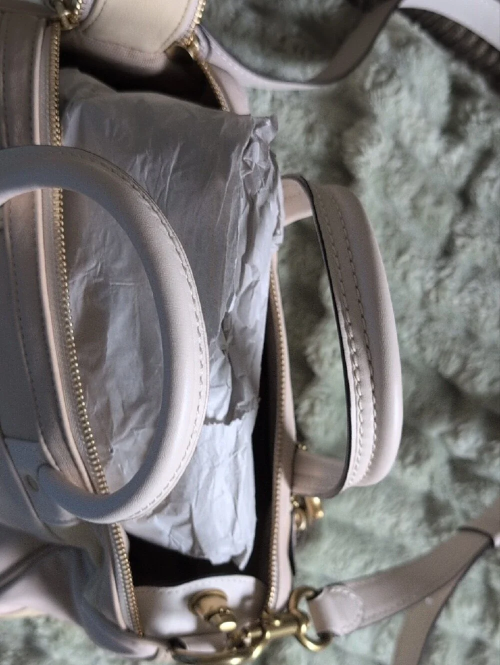 Coach Two-Tone Blush and Cream Leather Satchel